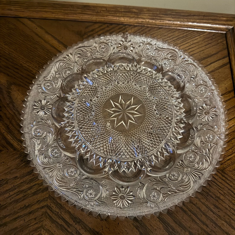American Vintage Crystal Cut Glass 1 Dozen Deviled Egg Tray, polished, bohemian